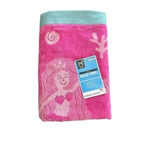 NWT Member's Mark Beach Towel 30x60 Girl’s Cotton Mermaid Pink